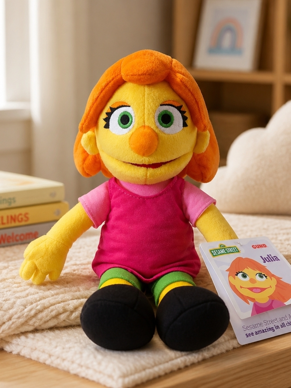 GUND Julia Sesame Street Plush - Pink Dress with Orange Hair